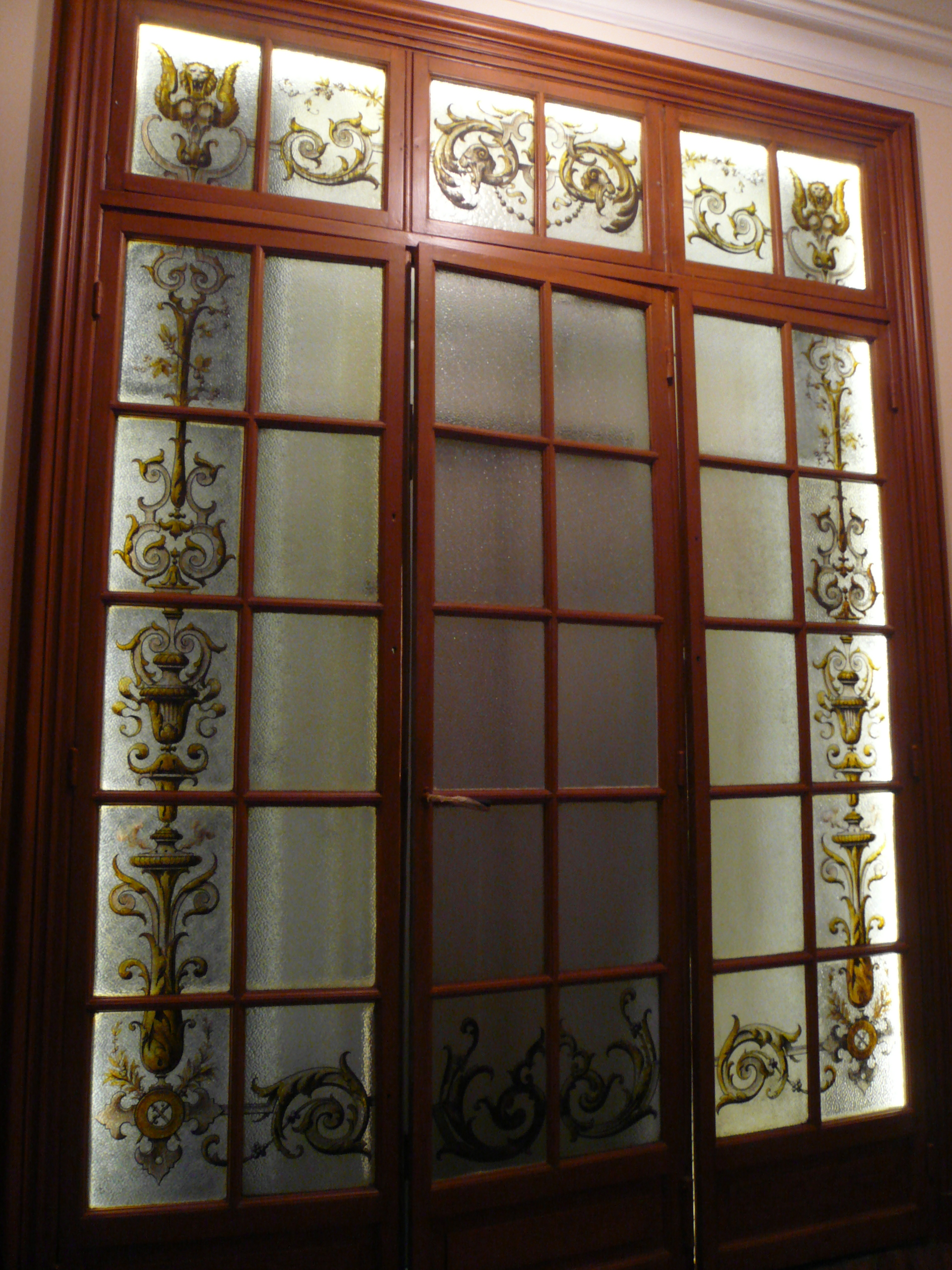 Restauration vitrail porte ascenseur
